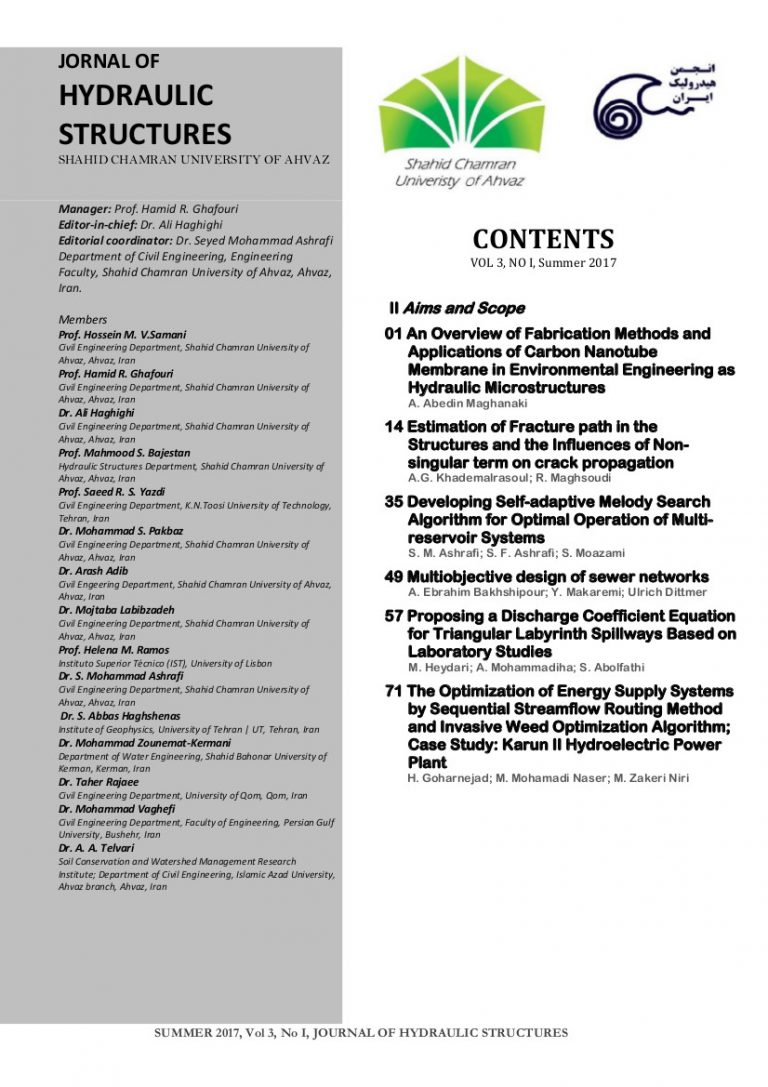 Journal of Hydraulic Structures انجمن هیدرولیک ایران